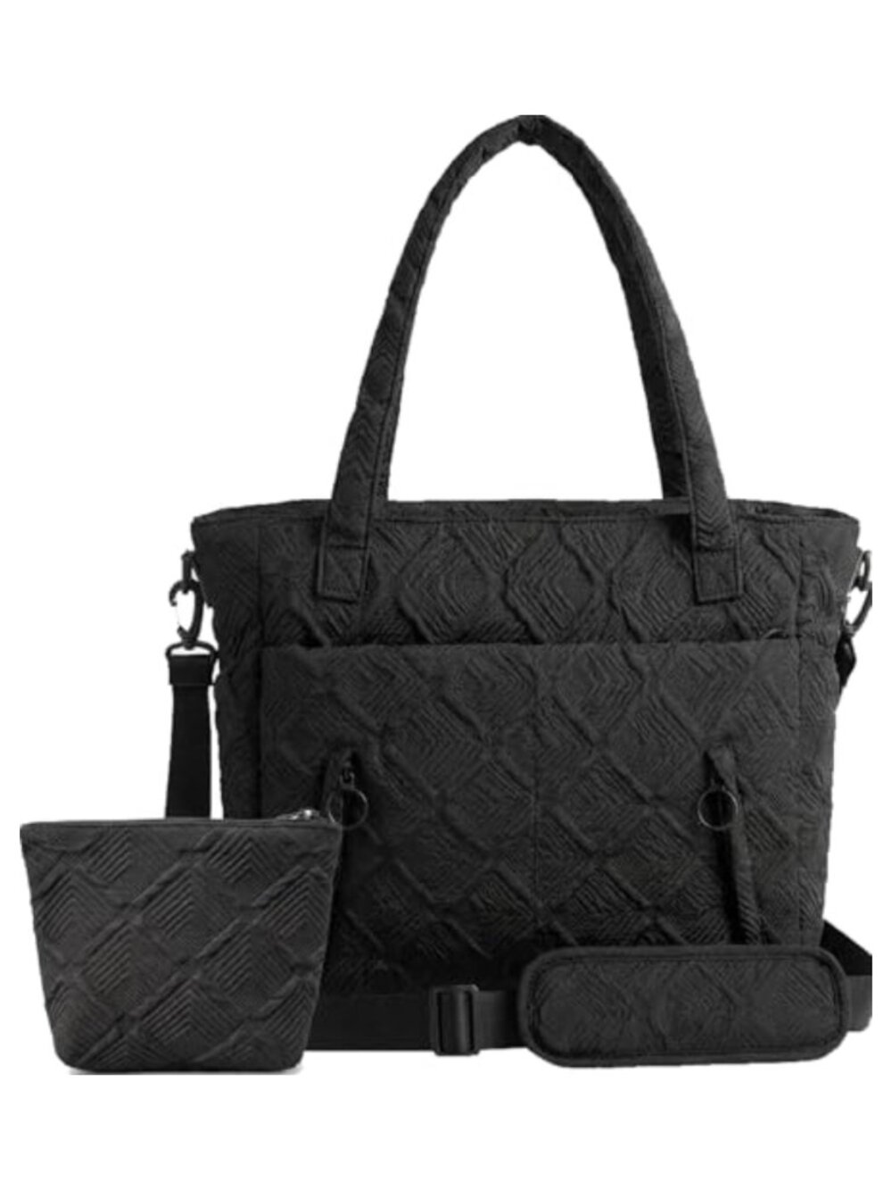 Lightweight Puffer Tote Bag with Compartments Quilted Shoulder Bag for Travel